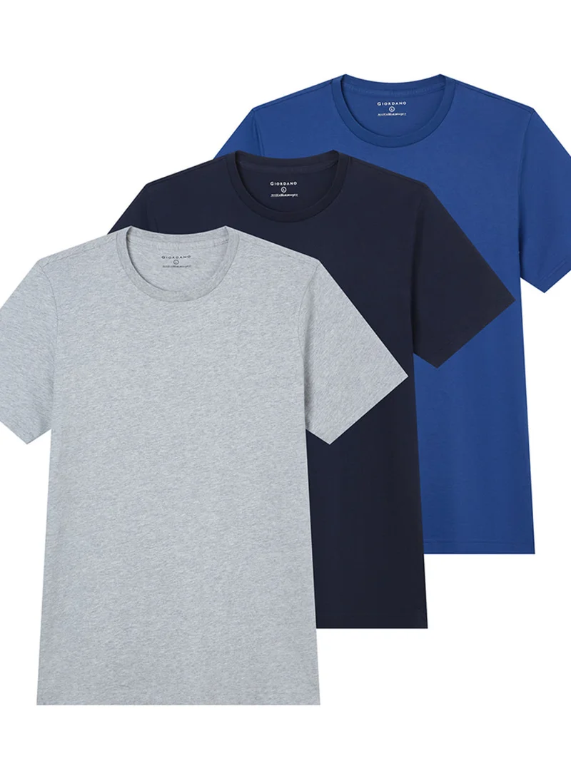 جيوردانو Men’s Slim Cotton Crew Neck Tee 3‑Pack Essentials